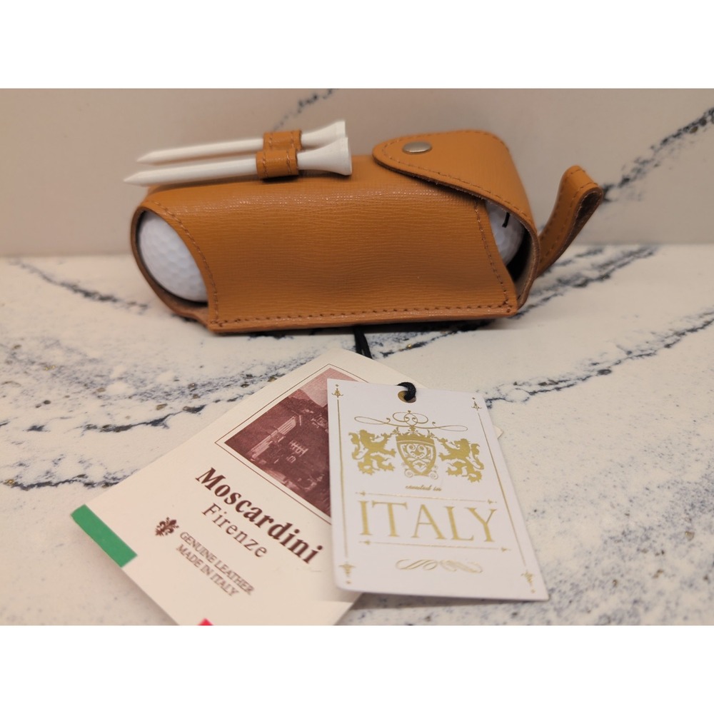 Moscardini Firenze Italy Genuine Leather Carrying Case Golf Ball & Golf Tees NEW - Picture 2 of 5